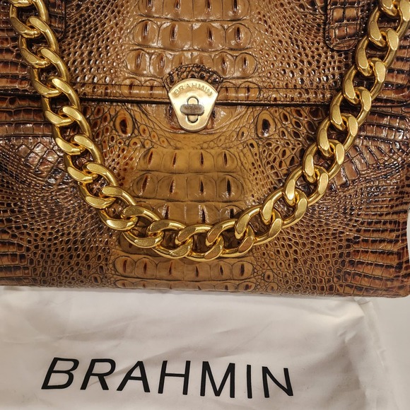 SOLD! BRAHMIN Toasted Almond Melbourne Satchel with chain shoulder strap - Picture 6 of 16